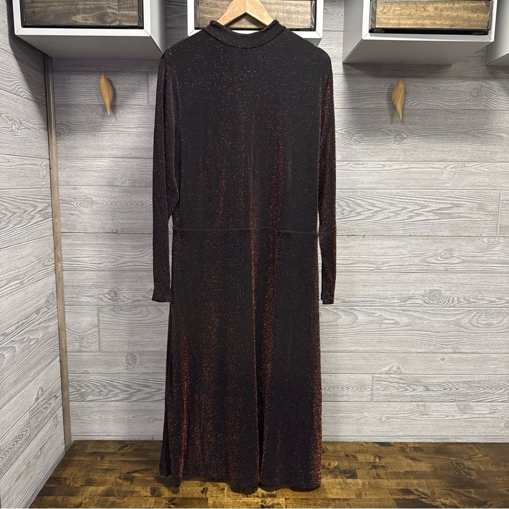 H&M Metallic Shimmer Overlay Dress XL Lined Long Wimsigoth Dark Romantic Party - Picture 2 of 8